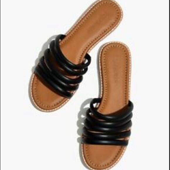 Madewell Addie Black Leather Slides - Picture 1 of 9
